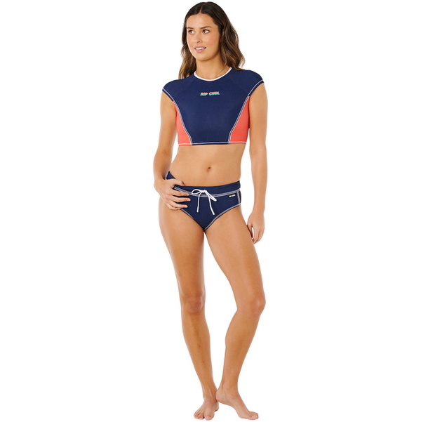2026 Rip Curl Womens Surf Tide Crop Short Sleeve Rash Vest 0W3WSW - Dark Navy